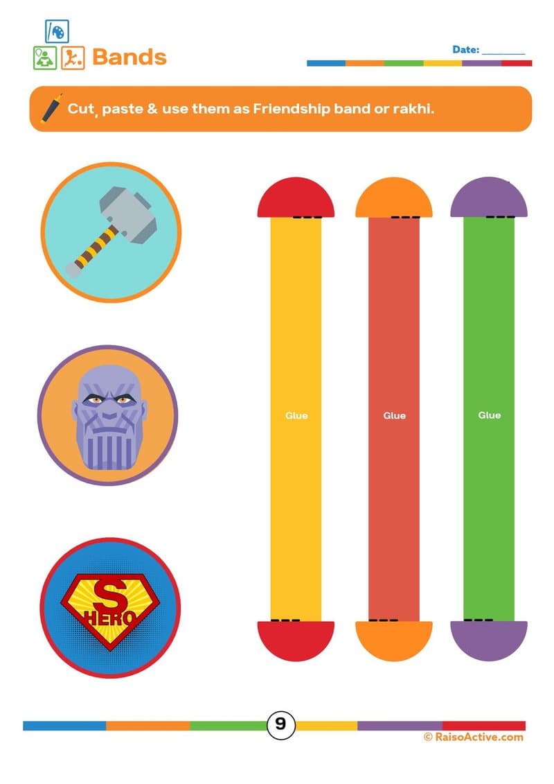 Friendship Band Craft Activity Book for Kids | Cut, Paste & Color Worksheets (Ages 3-7) - Page 10