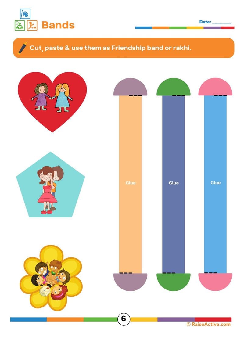 Friendship Band Craft Activity Book for Kids | Cut, Paste & Color Worksheets (Ages 3-7) - Page 6