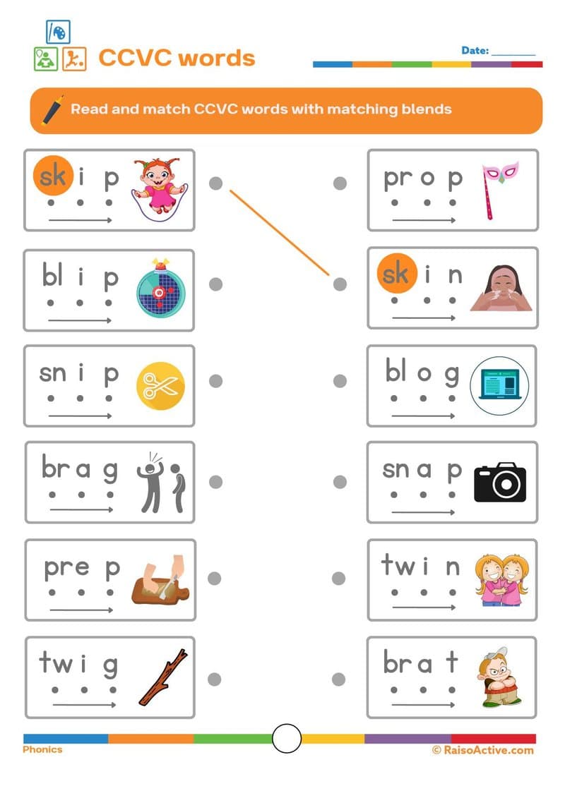 Phonics Level 2 Worksheets: CVC, CCVC, CVCC Words & Blends (Ages 4-7) - Page 14