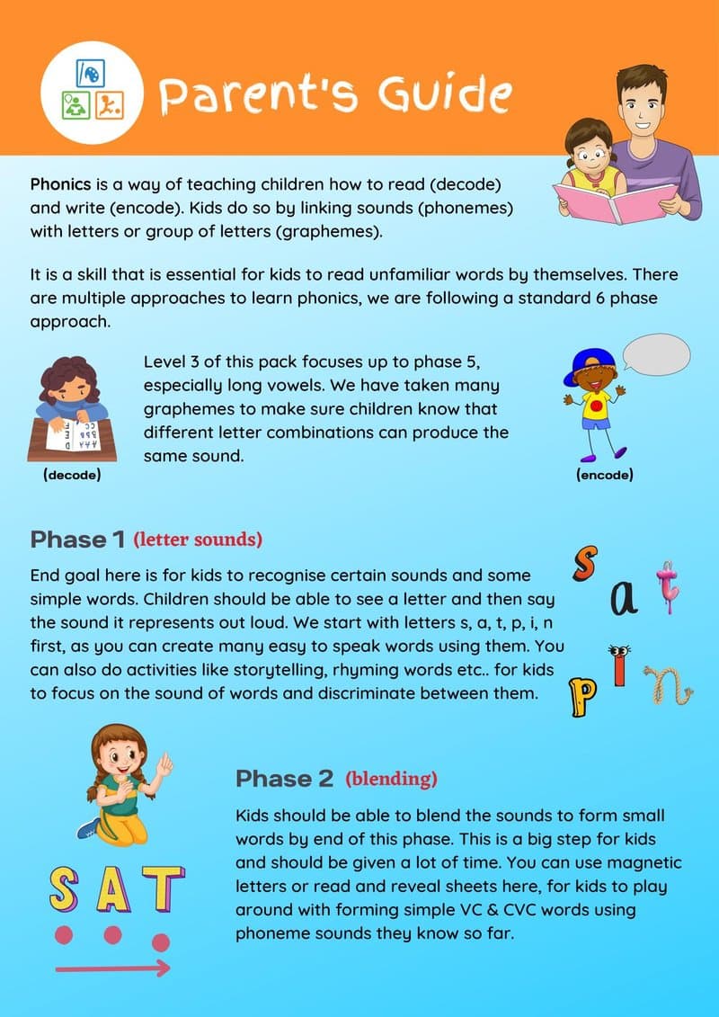 Phonics Level 3 Activity Book: Long Vowels & Graphemes Worksheets (Ages 5-7) - Page 2