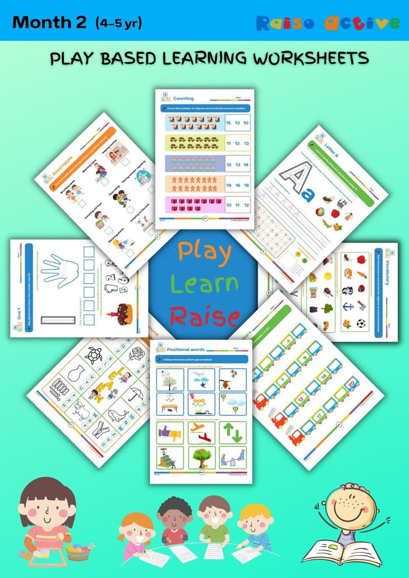 Play-Based Learning Activity Book for 4-5 Year Olds - Literacy, Math & EVS Worksheets - Page 1