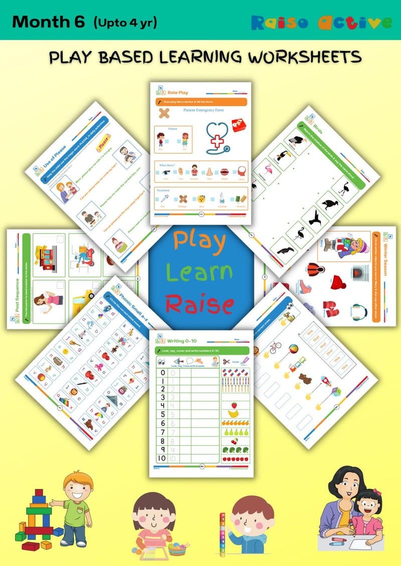 Play-Based Learning Activity Book for Ages 3-4: Literacy, Math & EVS Worksheets - Page 1