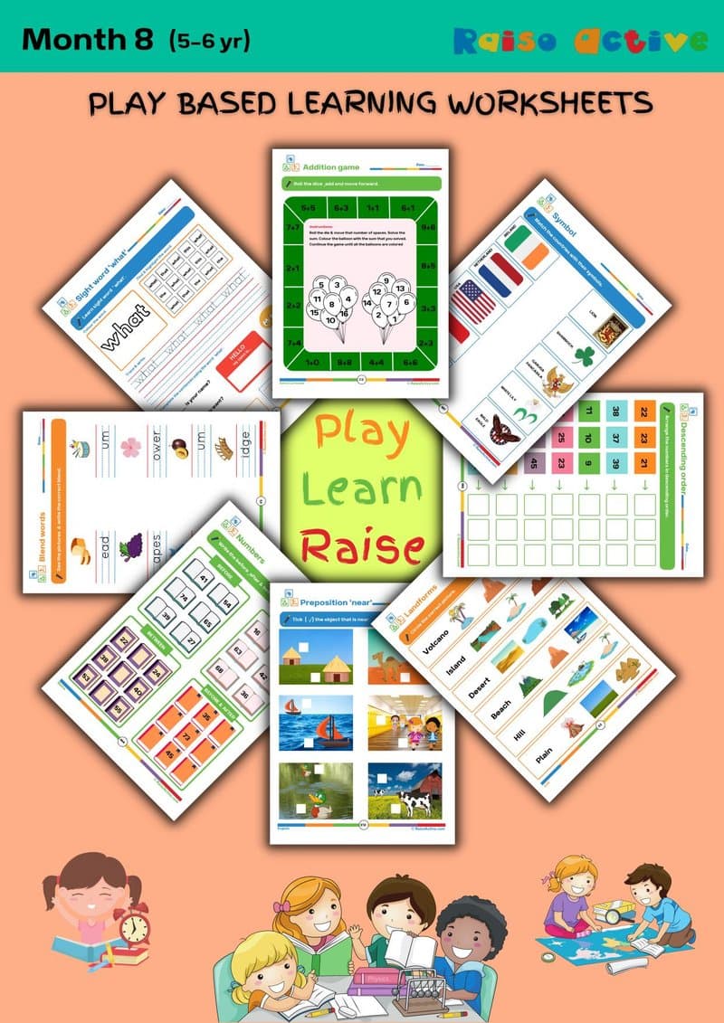 Play-Based Learning Worksheets (5-6 Yrs): Literacy, Math, EVS & Art - Page 1