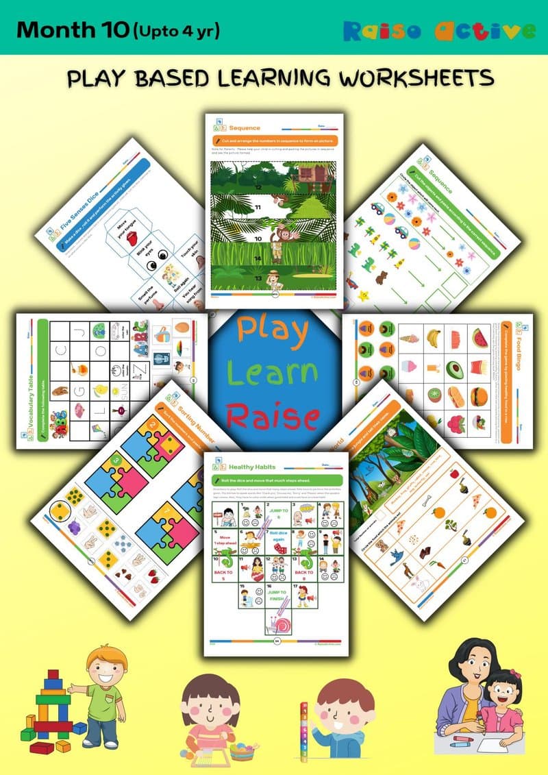 Play-Based Learning Worksheets for 3-4 Year Olds: Math, English, EVS & Art - Page 1