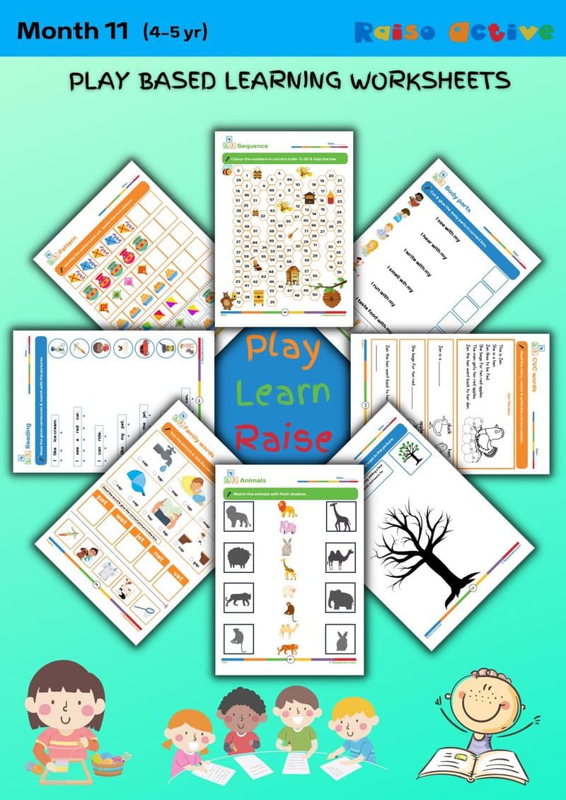 Play Based Learning Worksheets for 4-5 Year Olds: English, Math, EVS & Art Activities - Page 1