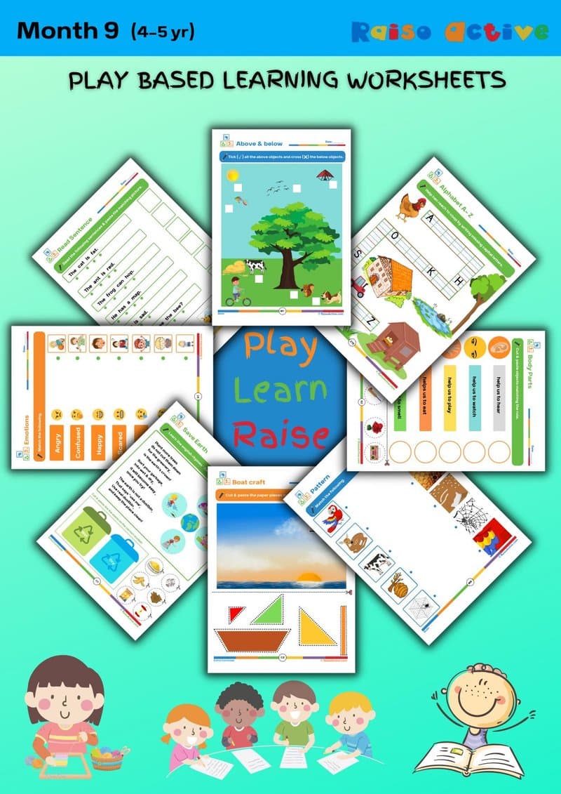 Play Based Learning Worksheets for 4-5 Year Olds | English, Math, EVS & Crafts - Page 1