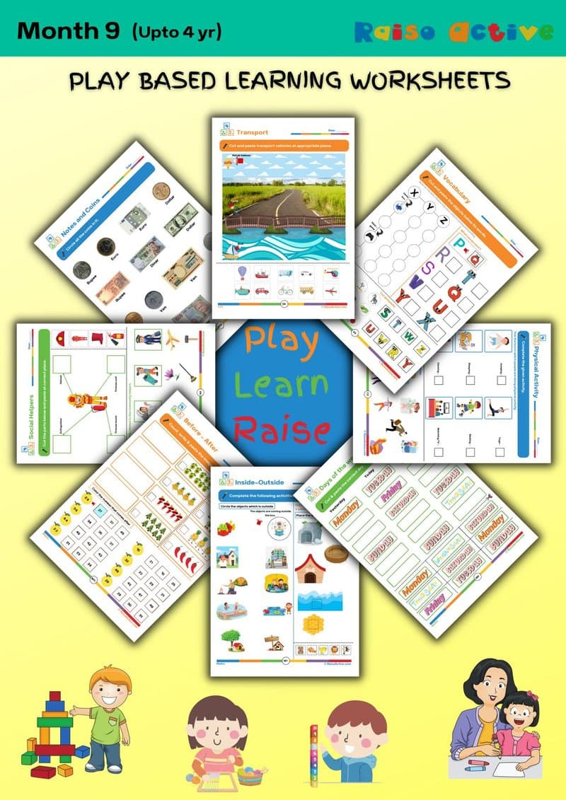 Play Based Learning Worksheets for Ages 3-4: English, Math, EVS & Activities - Page 1