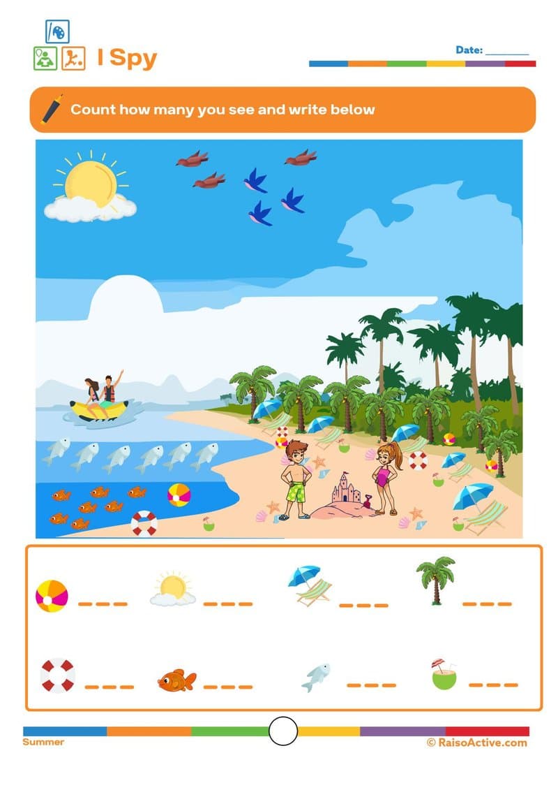 Summer Activity Pack: Counting, Literacy, & Sudoku Worksheets for Preschool to Grade 2 - Page 2
