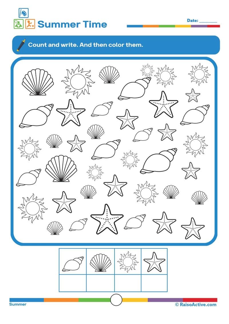 Summer Activity Pack: Counting, Literacy, & Sudoku Worksheets for Preschool to Grade 2 - Page 3